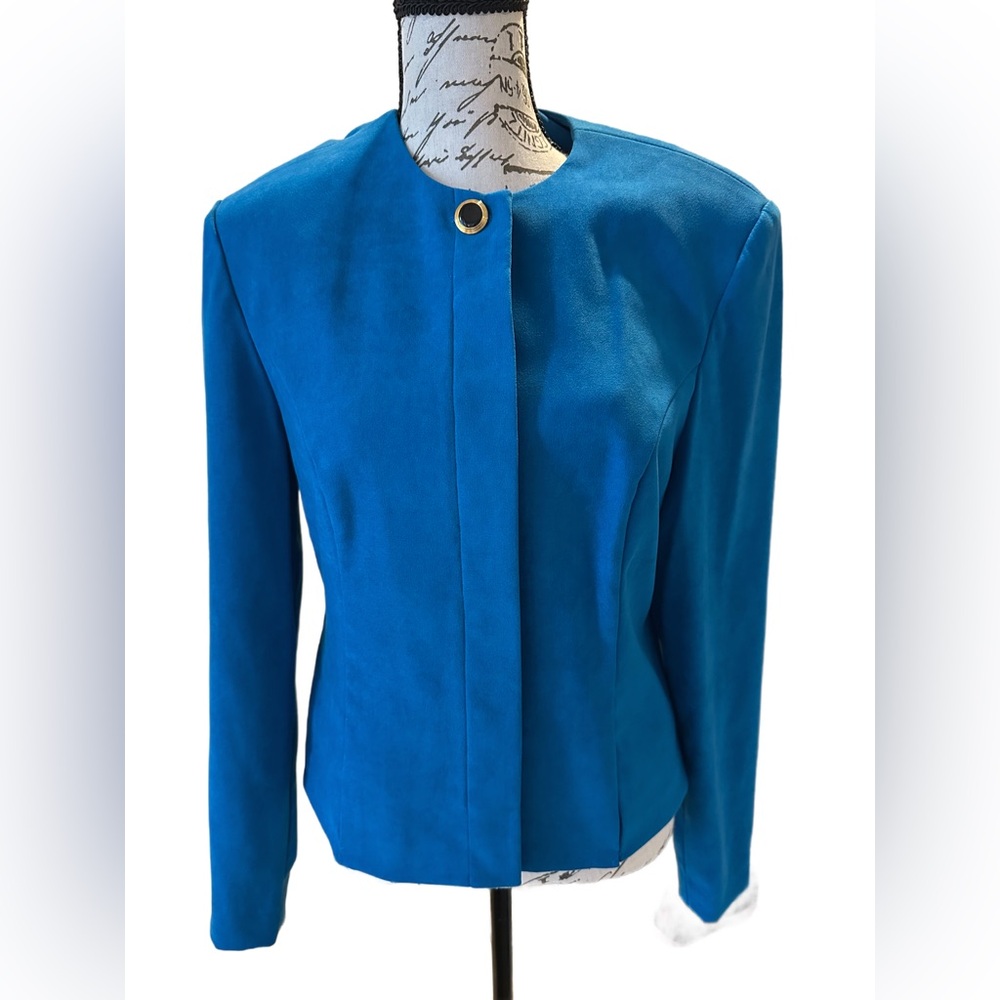 NWOT Amanda Smith Colbalt Blue Vintage Cropped Blazer Size 10 Retro 90s Style